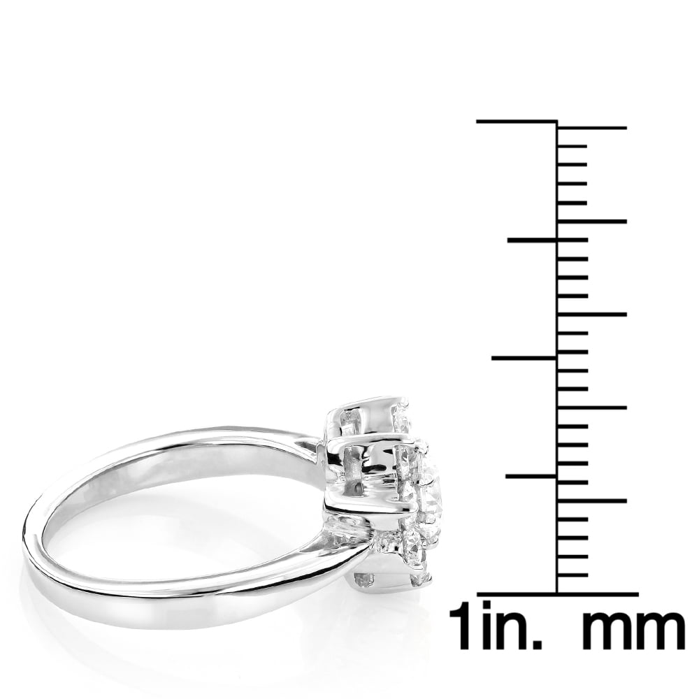 Ladies Diamond Cluster Rings: 14K Gold Diamond Flower Ring 1.3 Ctw (White  Gold Size 7)