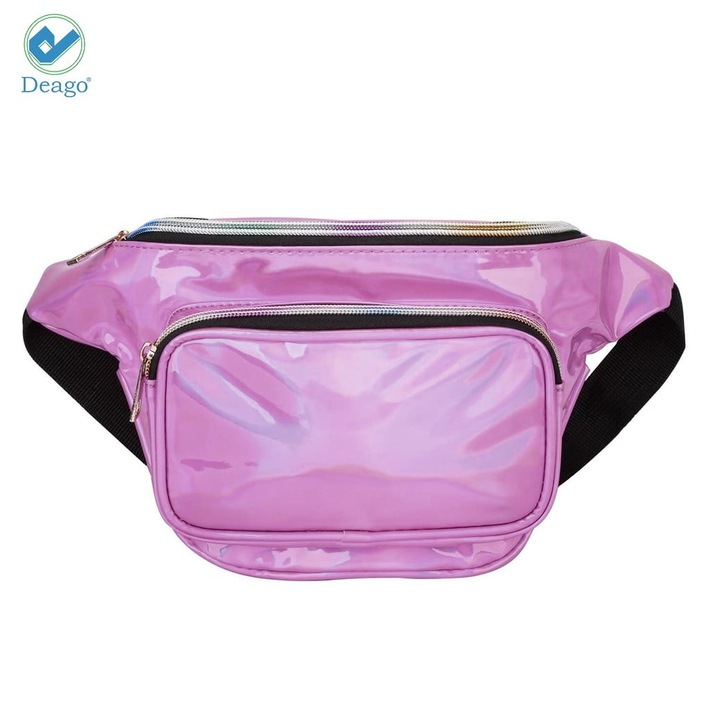 Deago Holographic Fanny Pack Waist Bag Casual Bag Women Shiny Bum