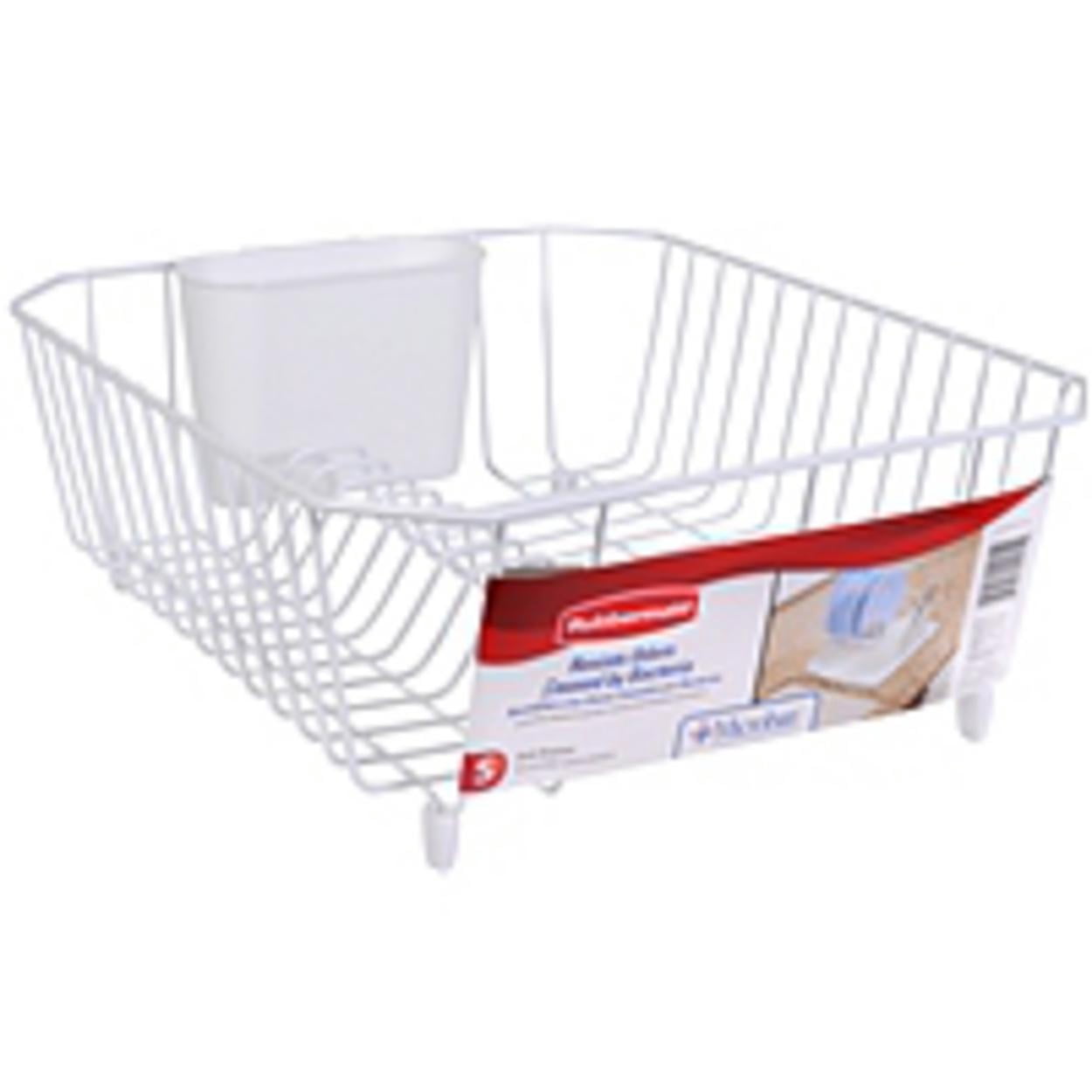Rubbermaid, Dish Drainer, Small, 14.31 in L x 12.49 in W x 5.39 in H, Steel, White