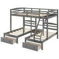 thumbnail image 5 of Full over Twin & Twin Bunk Bed, Wooden Triple Bunk Beds with Drawers and Ladder, Gray, 5 of 7