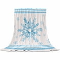 thumbnail image 2 of Christmas Winter Throw Flannel Blanket 50x80In Snowflake Blue Stripe Super Soft Cozy Bed Blanket, Lightweight Plush Fuzzy Bed Throw for Bedroom Sofa Couch Living Room, 2 of 4
