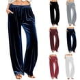 thumbnail image 7 of FAIWAD Sweatpants Women Velvet Pants Drawstring Elastic Waist Wide Leg Casual Pant Dressy Work Trousers, 7 of 7