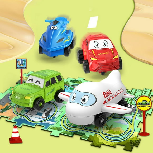 Puzzle Racer Kids Car Track Set, Flexible Car Tracks for Kids, Nukids Puzzle Racer Car Track Set, Puzzle Track Car Play Set Racer Track Set for Kids, 4 Series Educational Puzzle Toys for Kids