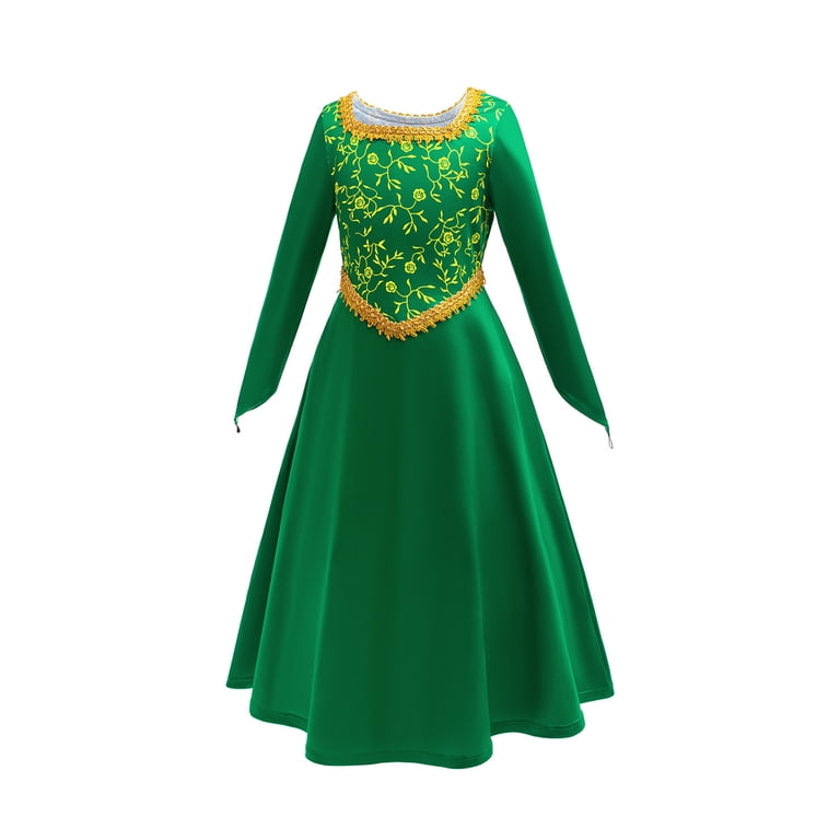 green princess fiona dress Shrek Fiona Princess Green Dress Cosplay Costume Outfits Halloween Car –  Coshduk main image 0