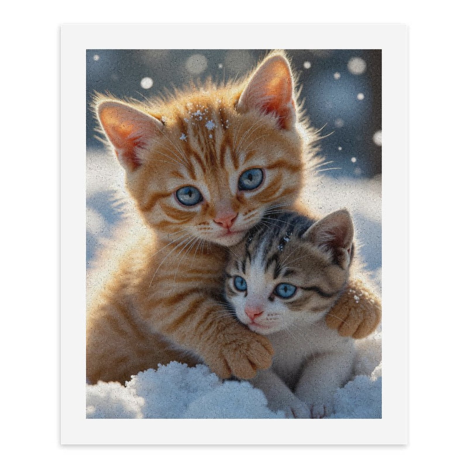 Paint by Numbers Kit for Adults, Snow Kitten Duo Blue Eyes Paint by Numbers, Easy Paint by Numbers Kit for Adults Beginner, DIY Adult Paint by Number Kits on Canvas, Home Decor