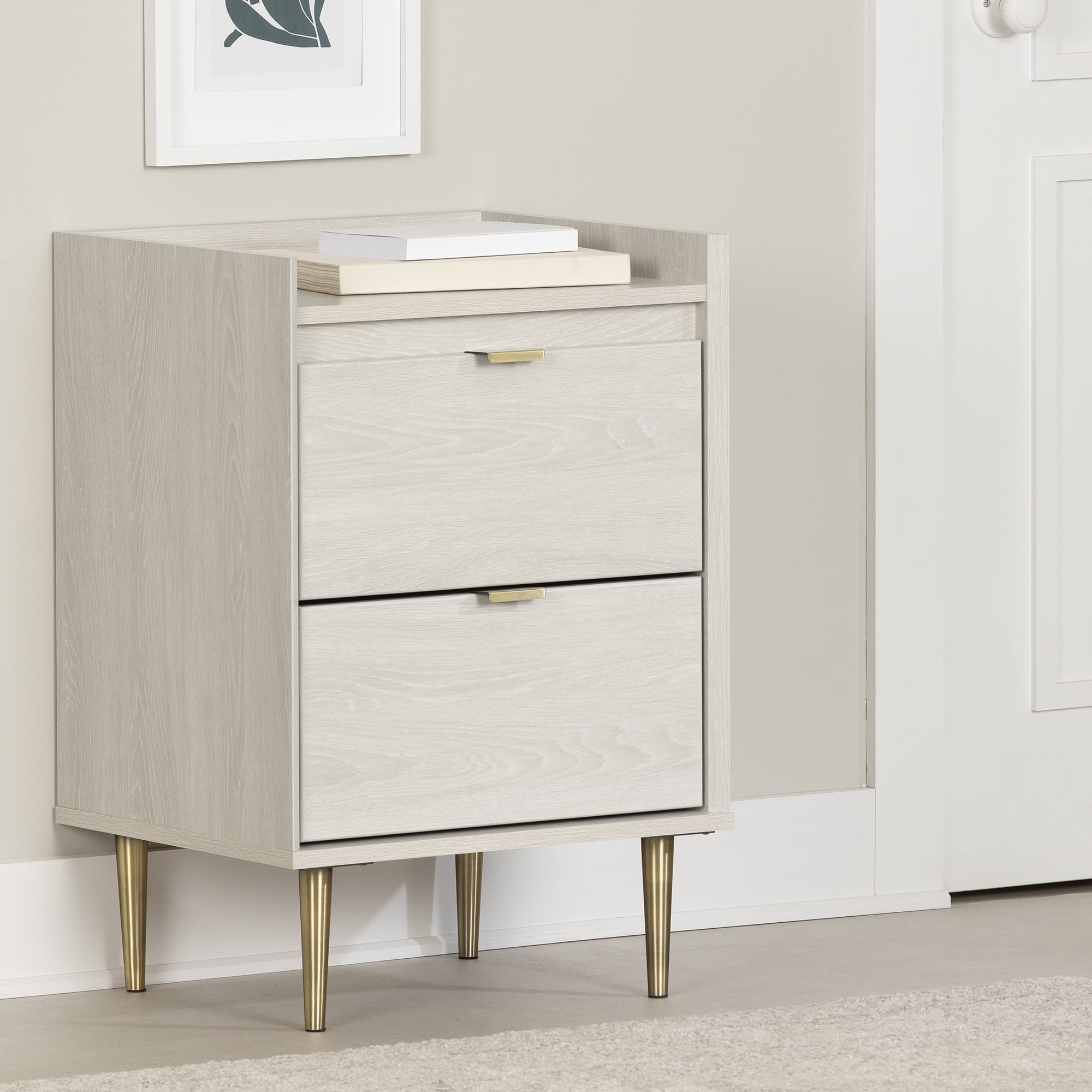 South Shore Hype 2-Drawer Nightstand for Adult, in Winter Oak