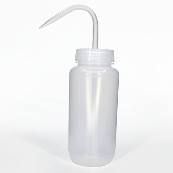 Eisco - 500 mL Wide Mouth Wash Bottle - LDPE Flexible and Durable - Leak-Proof Translucent Bottle for Liquid Dispensing, Cleaning, Rinsing, and Plant Care