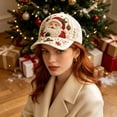 thumbnail image 4 of Forestwhale 3D Beaded Santa Baseball Cap Washed Rhinestone Dad Hat Winter Holiday Adjustable Sun Hat for Festive Style, 4 of 6