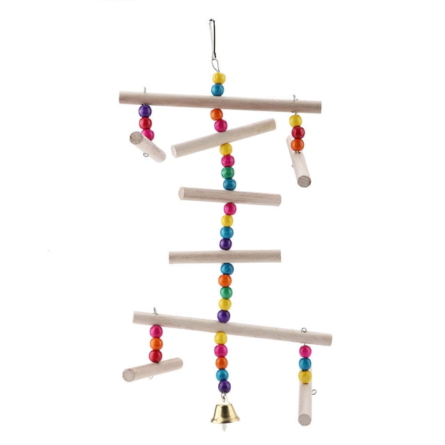 Parrot Chewing Toy,White Wood Bird Parrot Bird Cage Toy Parrot Hanging Swing Enhanced Features