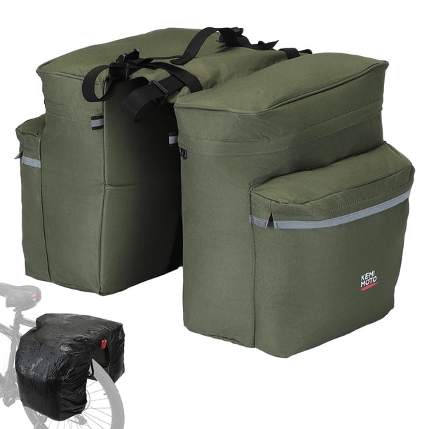 Alforjas para bicicleta KEMIMOTO, 34 L, impermeables y con funda para lluvia, color verde