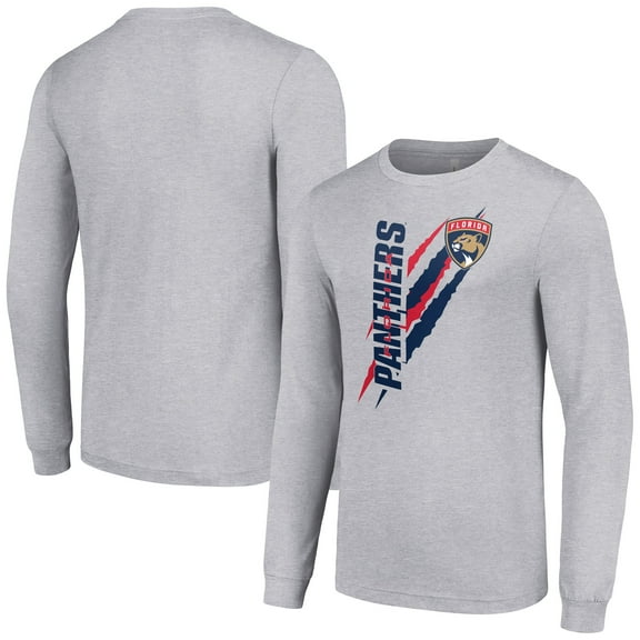 Men's Starter Heather Gray Florida Panthers Color Scratch Long-Sleeve T-Shirt
