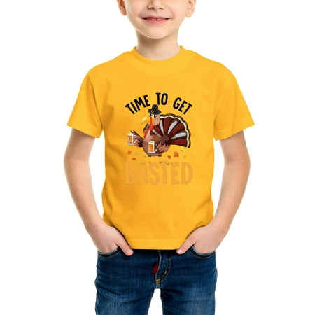 

Envmenst Kids Short Sleeve T-Shirt Time To Get Basted Funny Beer Thanksgiving Turkey Graphic Boys Girls Unisex Casual Casual Tee