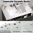 thumbnail image 5 of Euroco 30" Bathroom Vanity with Ceramic Sink and Full-Extension Drawers, Soft Close Undermount Drawer Slides, Fluted Design, Green, 5 of 9