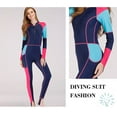 thumbnail image 3 of Charmo Womens Surfing Wetsuit Long Sleeve Colorblock One Piece Swimsuit, 3 of 5
