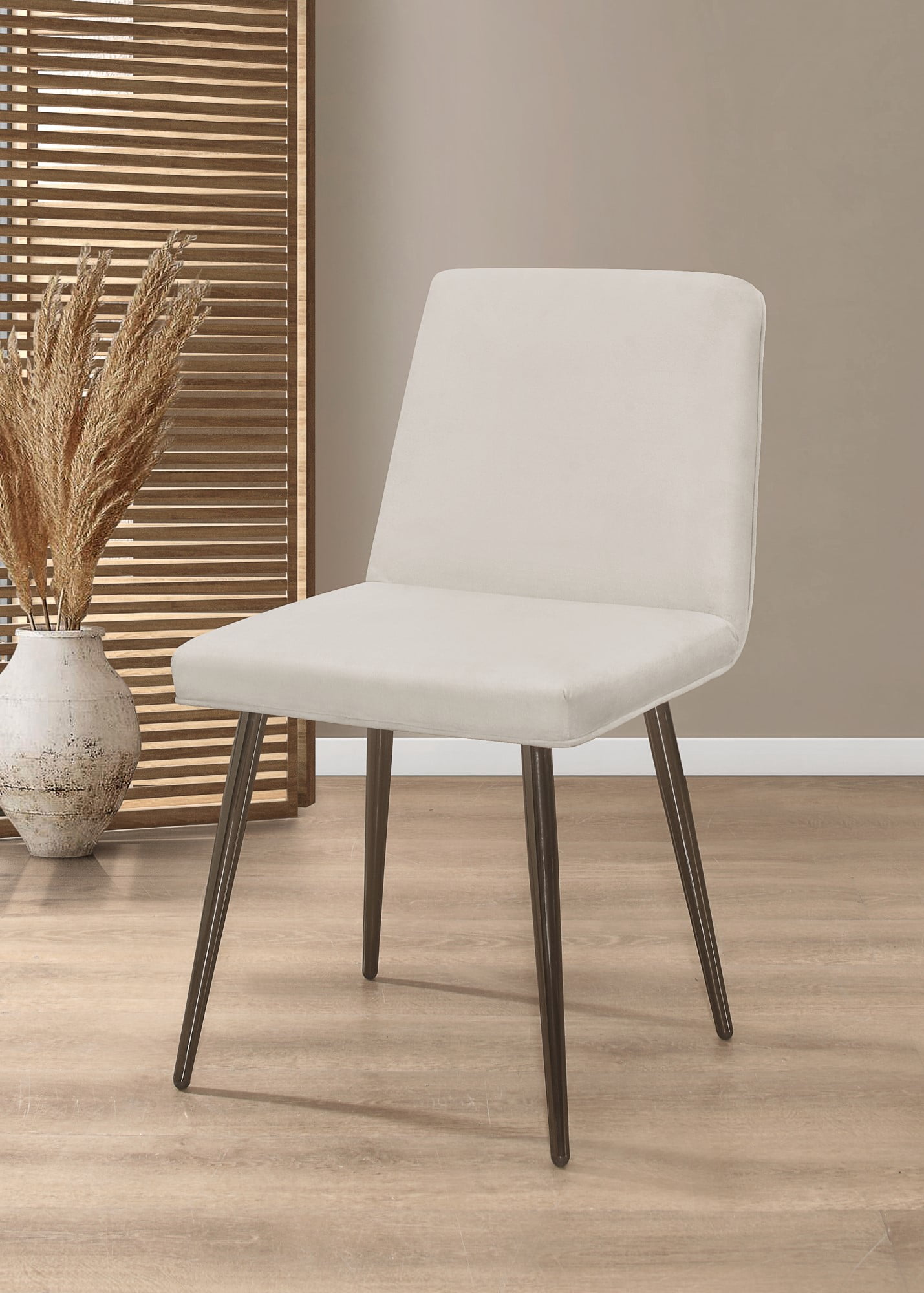 Home Design Lattice Dining Chair (Set of 4), Light Gray, Parsons silhouette, Velvet upholstery, Diamond channel tufting, Sleek dowel legs, Comfortable seating, Modern style, Durable construction