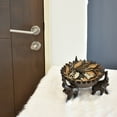 thumbnail image 4 of Rejoicing Elephant Leaves Carved Rain Tree Circular Wooden Tray, 4 of 6
