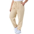 thumbnail image 4 of Agnes Orinda Women's Plus Size Pants Straight Leg Drawstring Elastic Work Trousers 1X Light Khaki, 4 of 5