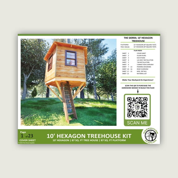 THE SIERRA © : 10' Hexagonal Treehouse Plan