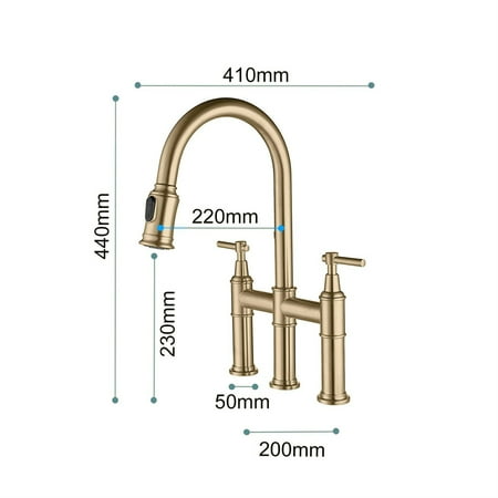 

Litake Transitional Bridge Kitchen Faucet With Pull Down Sprayer Brushed Nickel Aerated Stream Spray Sink Faucet