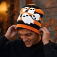 thumbnail image 5 of Voska Funny Halloween Pumpkin Skull Jacquard Knitted Pullover Hat Warm Woolen Festival Beanie for Autumn and Winter B One Size, 5 of 7