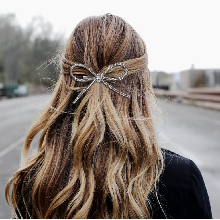 2Pcs Rhinestone Bow Hair Clip Crystal Bowknot Clip Non-Slip  display picture 2