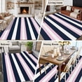 thumbnail image 6 of Navy Blue Pink Stripe Washable Living Room Rugs 5'x7', Modern Abstract Low Pile Throw Large Area Rugs Non-Slip Sturdy Edge Binding Carpet for Dining Room Bedside Kitchen, 6 of 9