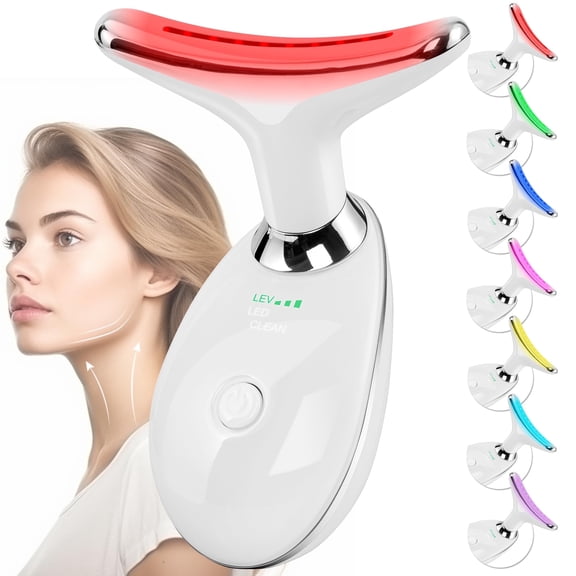 Facial Massager for Face and Neck, Culpting Wand with 7 ColorRed-Light-Therapy, at-Home Tool for Skin Care(White)