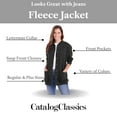 thumbnail image 3 of CATALOG CLASSICS Womens Fleece Jacket Snap Front Cardigan Sweatshirt for Women, Medium, Black, 3 of 9