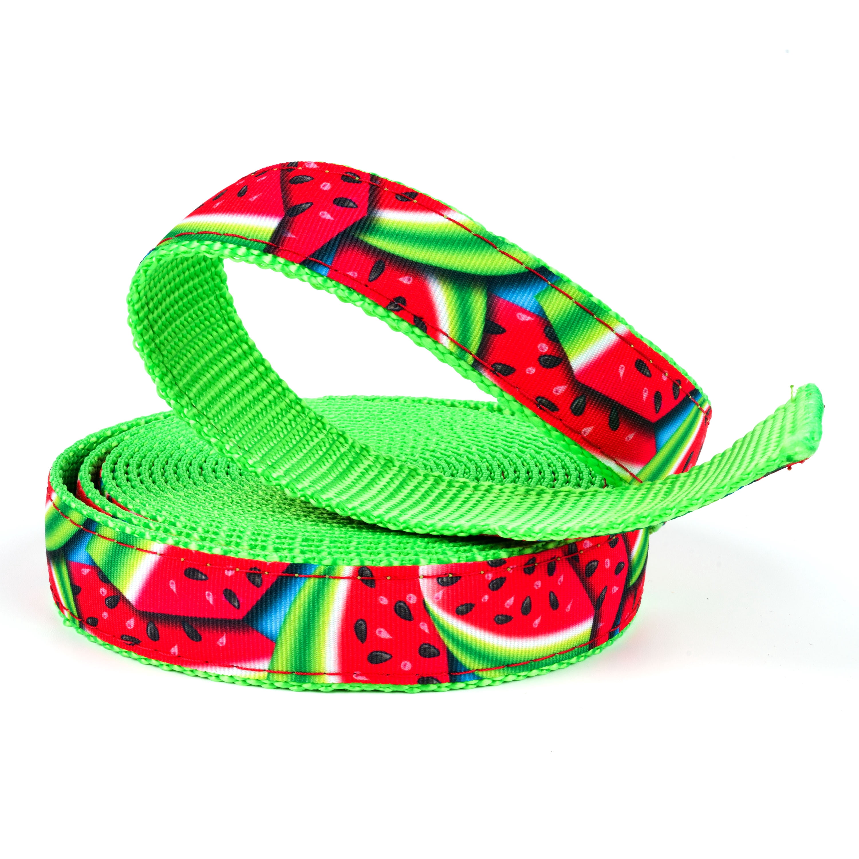 Country Brook Design - Summer Melon Ribbon on Hot Lime Green Nylon Webbing (1 Inch, 50 Yards)