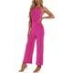 thumbnail image 4 of Mono Halter Neck INSPIRE CHIC para fiesta de mujer sin mangas, cintura alta, piernas anchas, color rosa intenso, 4 of 5