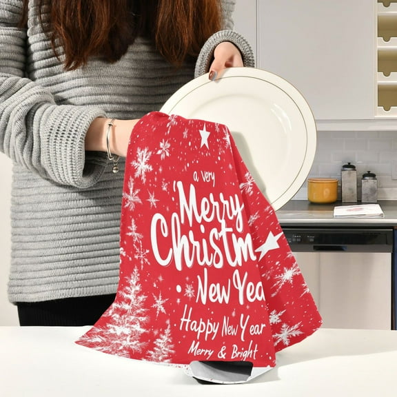 BZSMCE Kitchen Towels Creative Design White Christmas Tree Patterned Pattern Durable Kitchen Towel