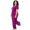 thumbnail image 3 of Fruit of the Loom Women's Soft & Breathable V-Neck Short Sleeve Top & Pajama Pant Set, Sizes S-4X, 3 of 11
