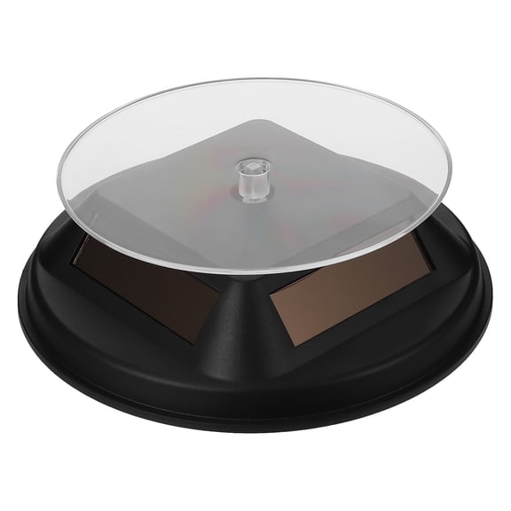 MERRYHAPY Solar Powered 360 Degree Rotating Display Stand for Jewelry, Collectibles, Watches, and Small Items in Black