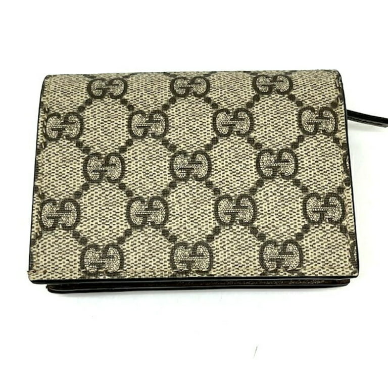 Authenticated Used Gucci GUCCI Bifold Wallet Heart Motif GG Supreme Canvas  Leather Beige x Red Card Case Valentine 648848 