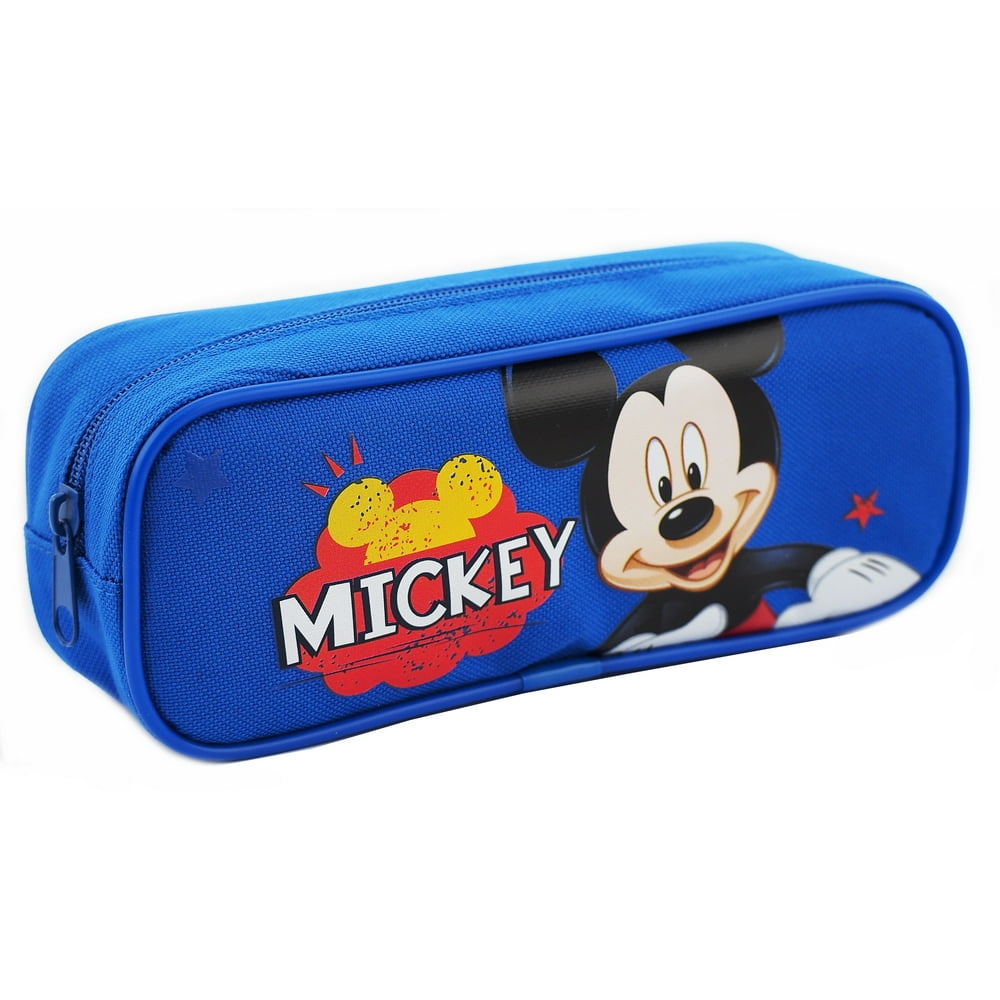 Mickey Mouse Character Single Zipper Blue Pencil Case