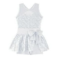 thumbnail image 3 of YONGHS Girls Sequined Sleeveless Ballet Leotard Tutu Dress Kids Jazz Skating Performance Dancewear White 10, 3 of 5