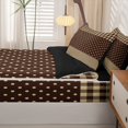 thumbnail image 5 of Manfei Vintage Plaid Zipper Twin Comforter Sets with Fitted Sheet and 2 Pillowcases,Cute Polka Dot Zipper Bedding Set,Brown Yellow,Black Reversible,4pcs, 5 of 8
