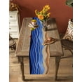 thumbnail image 5 of ERUNPONLY Blue Brown Beach Table Runner - 60 Inch Long Abstract Striped Gradient Ocean Sand Cotton and Linen Blended Dress Scarves Farmhouse Table Runner for Kitchen Dining, Coffee Table, 13"x60", 5 of 8