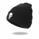 thumbnail image 2 of Gorro de invierno cálido negro elástico Quackity Knit Cuffed Beanie Hat para hombres y mujeres con bordado de esqueleto blanco, 2 of 3