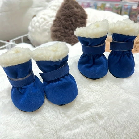 ZGAD Winter Warmth Dog Boots - Anti-Slip Polyester Pet Shoes with Fleece Lining and Hook-and-Loop Tape Closure for Small Breeds - All-Season Paw Protection Set of Four