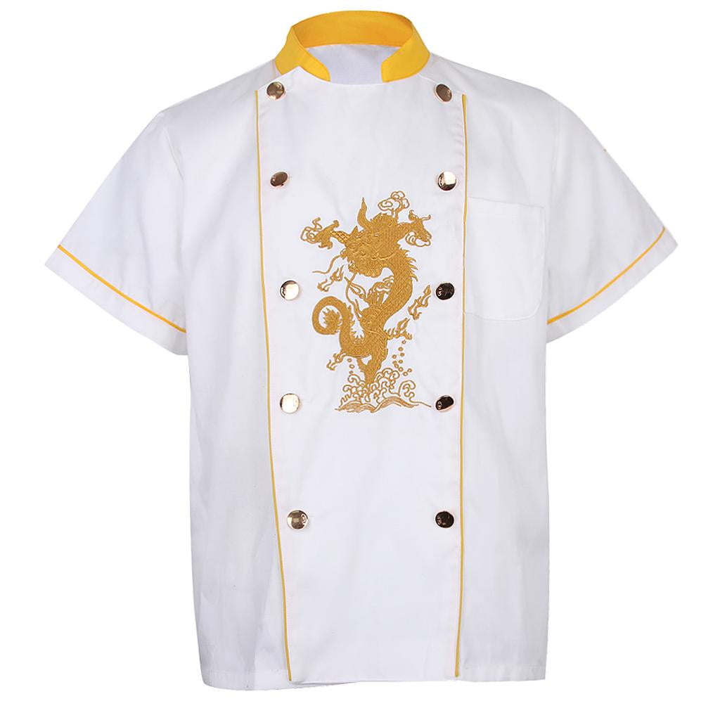 Chef Jacket Food Industry Catering white&black Short Sleeve Suitable For Unisex 