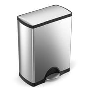 simplehuman 46 Liter / 12.2 Gallon Rectangular Dual Compartment Recycling Kitchen Step Trash Can, Brushed Stainless Steel