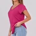 thumbnail image 5 of Liquidation! Hauts Grande Taille pour Femmes, Blouse à Manches Courtes d'Été pour Femmes, Blouse Décontractée à Manches Courtes Unie Col en V pour Femmes, 5 of 5