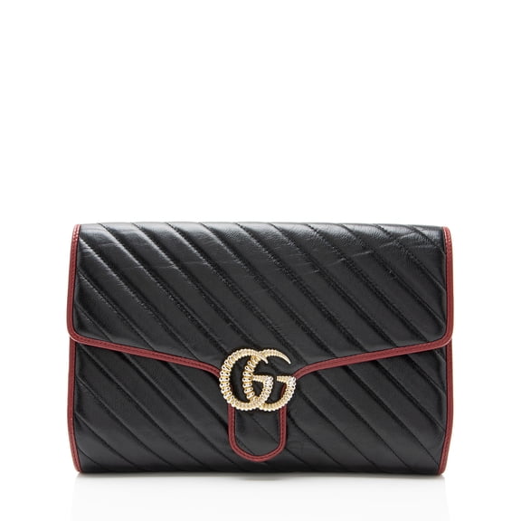 Pre-Owned Gucci Matelasse Leather Torchon GG Marmont Clutch
