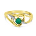 thumbnail image 6 of 14k Yellow Gold Round Emerald And Diamond Heart Ring, 6 of 6