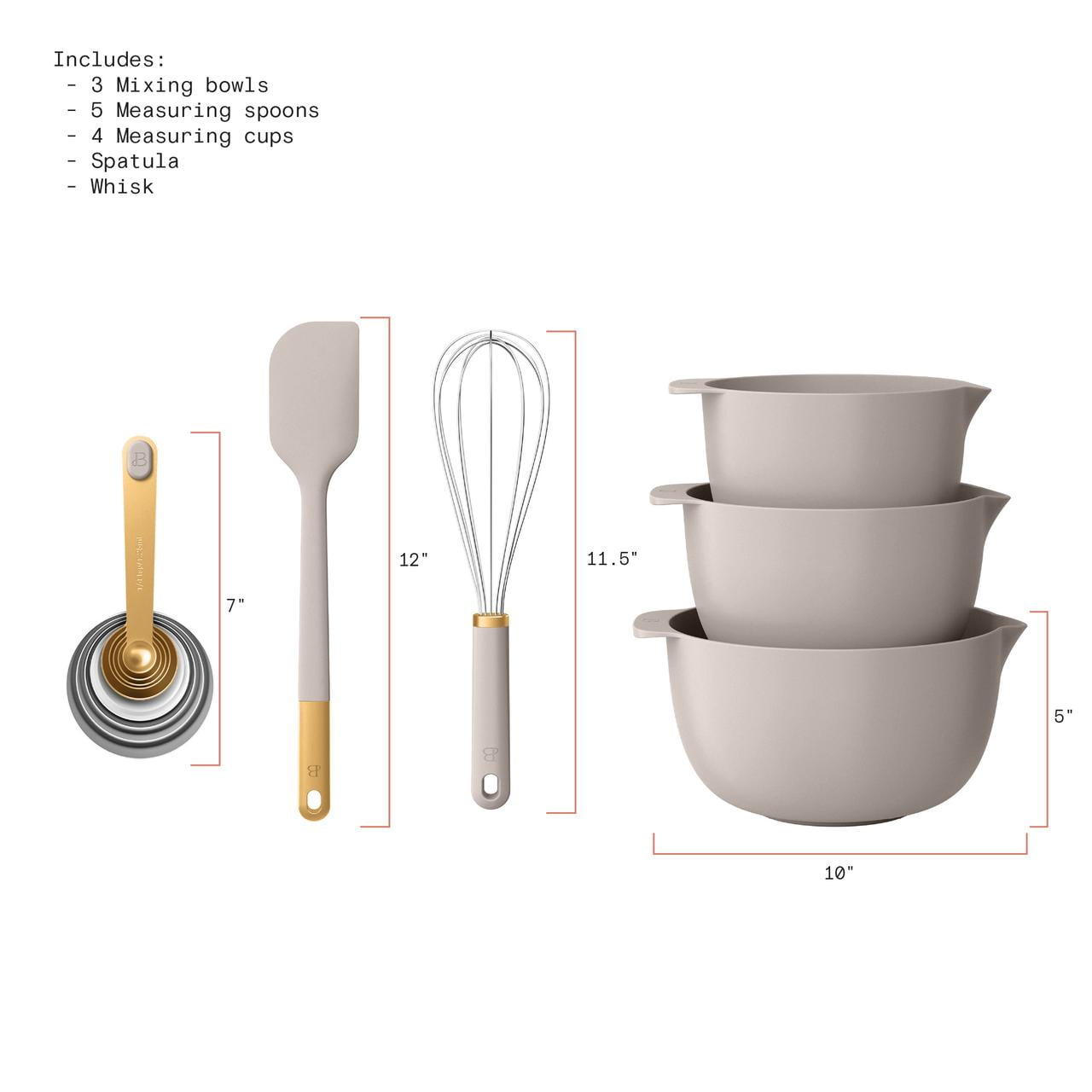 Beautiful 14-Piece Mix & Measure Set, Porcini Taupe by Drew Barrymore