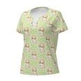 thumbnail image 2 of Goofa Rabbit With Tie Pattern Womens Deep V Neck Low Cut Tops Casual Summer Short Sleeve Ribbed Knit T-Shirts-Large, 2 of 5