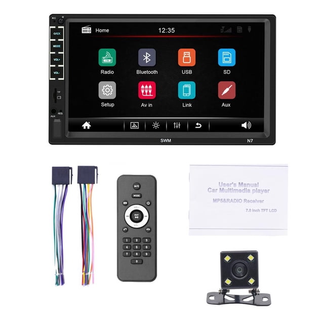 Receptor De Audio Para Coche Con Pantalla Táctil Estéreo Para Coche De 7 , Reproductor Mp5, Radio Fm Doble Din, Vídeo Bluetooth Con Cámara Monstrate VI011364-00