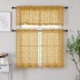 thumbnail image 2 of MKHILL 42x18 Gold Jacquard Clip Sheer Valance Curtains 2 Panels, Rod Pocket Semi Sheer Window Topper for Kitchen RV Small Windows, Each 42"Wx18"L, 2 of 9