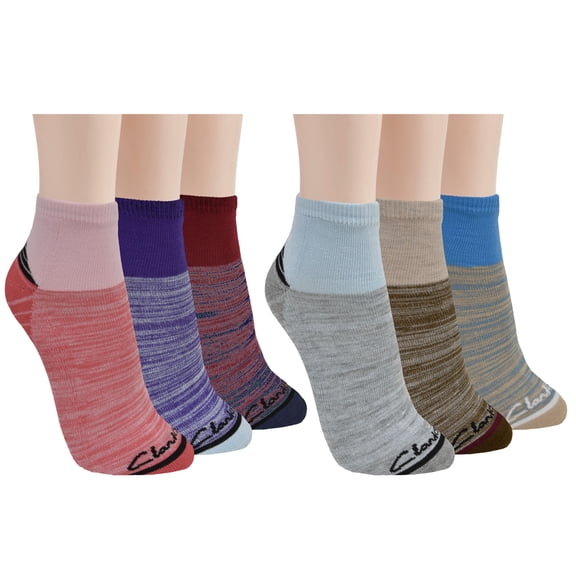 Clarks Women's Multicolor Marled Quarter Socks, 6 Pack